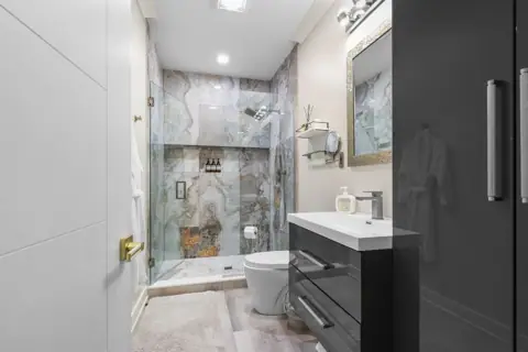 Walk-in shower bathroom