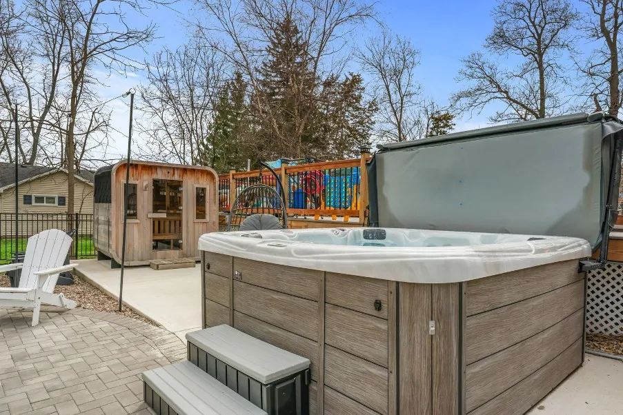 Hot tub and cedar sauna