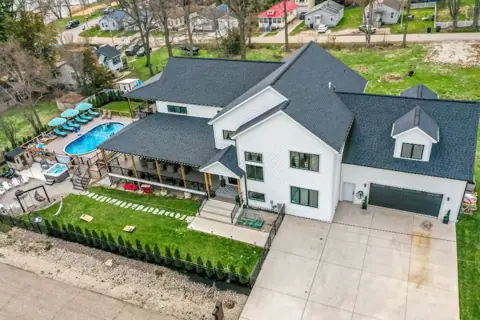 Aerial view with pool terrace