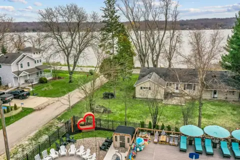 Aerial view toward the lake